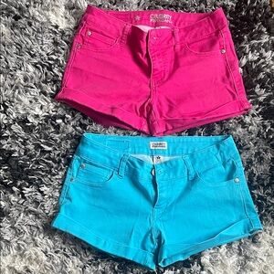 Celebrity Pink Hot Pink & Turquoise Denim Shorts Duo